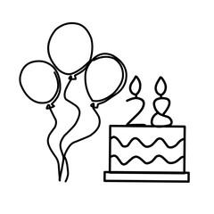 Birthday cake with balloons