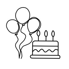 Birthday cake with balloons