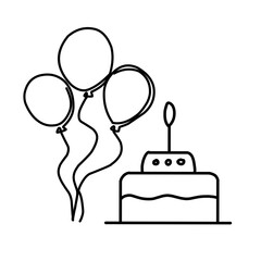 Birthday cake with balloons