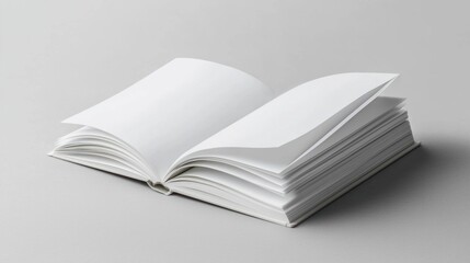 Fototapeta premium Open Blank Book on Gray Surface for Creative Projects and Design