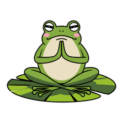 llustration FROG IN A YOGA POSE NAMASTE