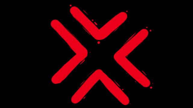 A cartoon-style red impact or anger symbol on a black screen. An anime effect to enhance character aggression in 4K with an alpha channel. A stock effect of a pulsing forehead and damage.