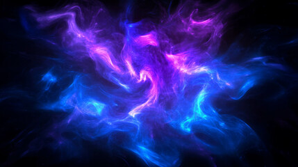 Vivid neon light swirls on dark blue background for creative designs