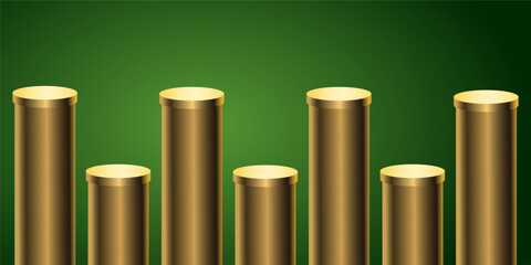 Pipe gold image with cylinder curve pattern or vertical. Vector Illustration
