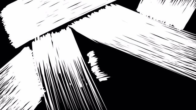 Animation of the screen being painted over with a white paintbrush on a black back. A stock video transition with an artistic style. Paint smudging effect for scene change in 4K with an alpha channel.