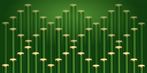 Green color podium with green pattern background. Vector illustration.