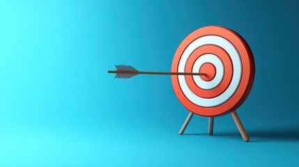 3D Vector Illustration of Target and Arrow in Minimalist Style for Business Concept