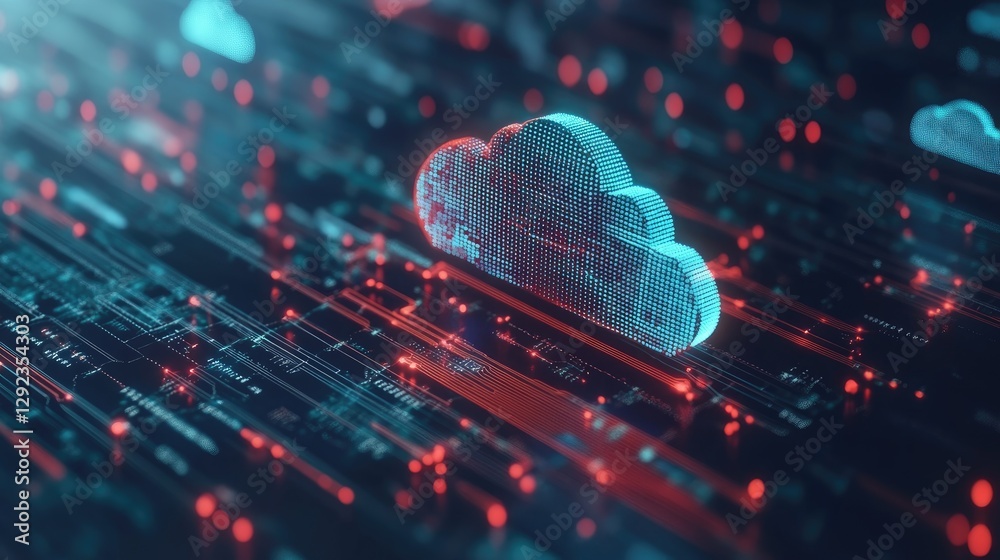 Poster a futuristic concept of brainwaves syncing with ai-driven cloud computing technology.