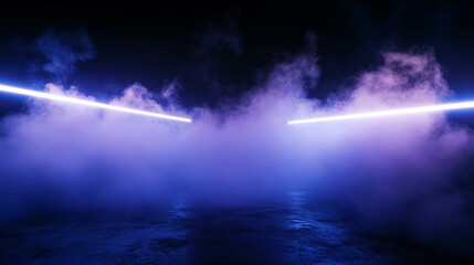 Neon light and smoke background for futuristic design and creative projects