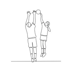 One continuous line drawing of Volleyball sports vector illustration. Volleyball sports design in simple linear continuous style vector concept. Sports themes design for your asset design vector.