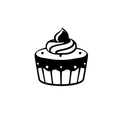 Cupcake in Black and White, Clean Graphic Design style