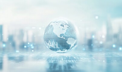A wary globe on a digital background with financial charts and graphs, symbolizing global economic challenges Generative AI