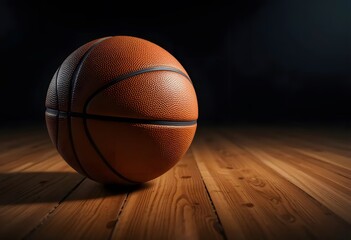 Obraz premium basketball ball on wooden floor