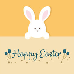 happy easter day. happy easter day with bunny wallpaper background. happy easter greeting card.