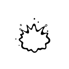 Simple black and white splash silhouette, stylized with black ink, isolated, minimalist design.