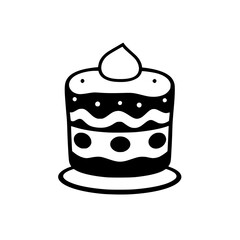 Cute cake with icing in a monochrome style.