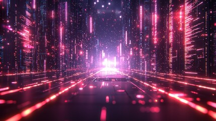 Digital Cityscape: A Neon-Drenched Virtual Highway