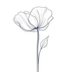 A flower with a stem and leaves