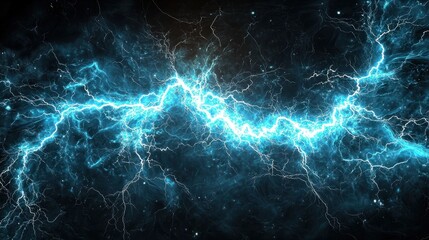 Fototapeta premium Blue Lightning Bolts on Dark Background in Abstract Design