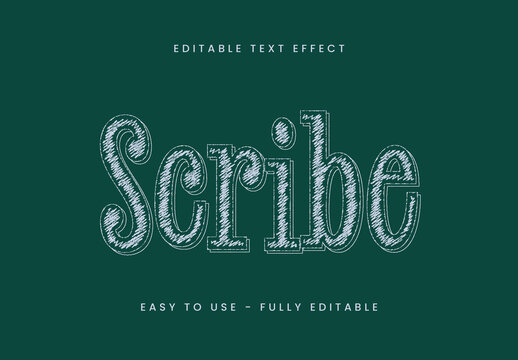 Green and White Chalkboard Font Scribble Text Effect