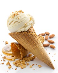 vanilla ice cream on white background