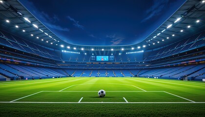 A large football field in the evening atmosphere