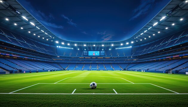 A large football field in the evening atmosphere