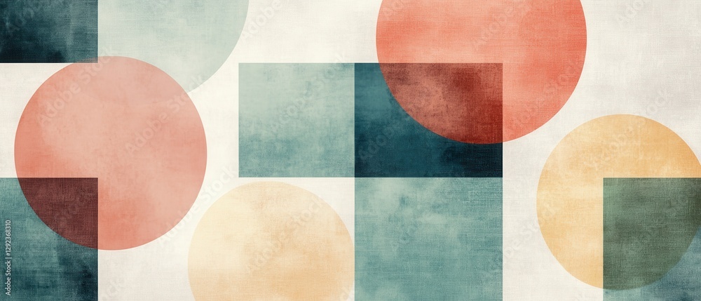 Poster abstract geometric watercolor composition with circles and squares