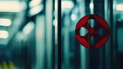 Close-up of redactedwarning signfeaturing biohazardsymbol, highlightinghealth risks and
safety precautions inprofessional context