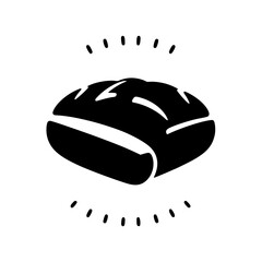 Freshly baked loaf of bread with minimalist style and dashes.