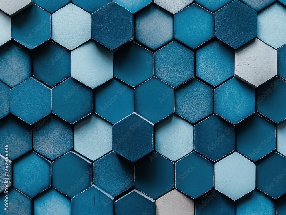 Poster abstract hexagon pattern background texture in shades of blue