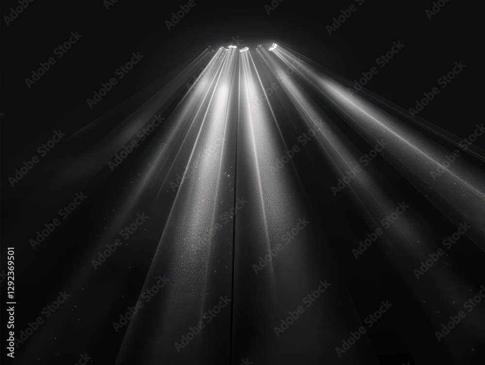 Poster abstract light rays on dark background: bright beams and glowing lines