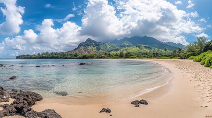 Obraz premium Tropical beach adventure kauai nature photography scenic view serene landscape island paradise