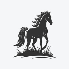 Black Horse Silhouette Illustration – Great for Farm and Western-Themed Art