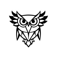 Obraz premium Detailed Owl's Eye View: Black-and-White Vector Illustration, Abstract Line Art