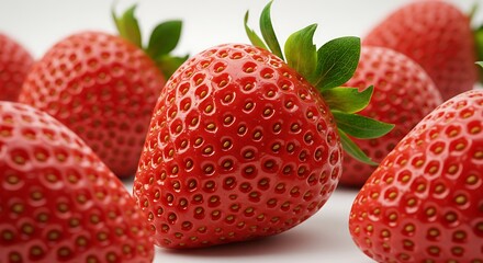 Two Ripe Red Strawberries on an Off White Background
