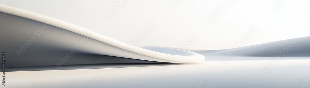 Aufkleber Abstract White and Gray Minimalist Landscape with Smooth Curves and Soft Light