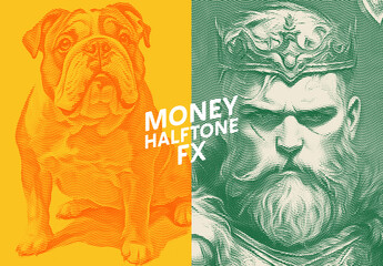 Engraved Money Halftone Texture – Vintage Print Effect for Photoshop