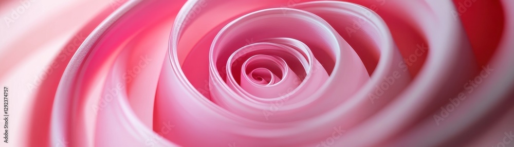 Poster close-up of a delicate pink rose with soft petals and a spiral pattern
