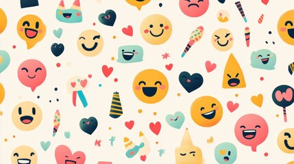 Cheerful emoji pattern digital space graphic design playful environment creative viewpoint expressive emotions