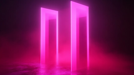 Futuristic pink light structures creating depth and dimension for modern design concepts