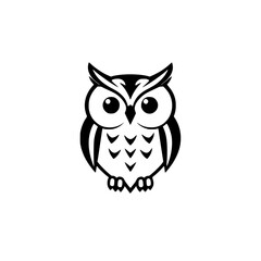 Black and White Cartoon Owl Illustration. Simple, minimal, and stylized.