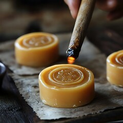 Vivid wax seal presented strikingly on a sleek isolated backdrop  
