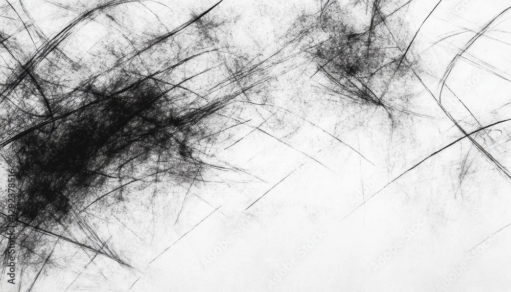 Aufkleber abstract black and white grunge texture background with chaotic brush strokes and ink splatter
