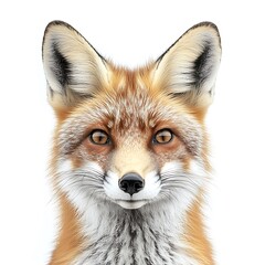 Fototapeta premium Elegant red fox standing out clearly in front of white setting 