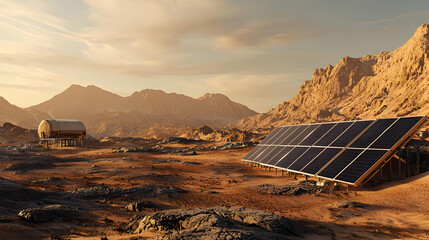 Solar Panels on Mars Surface