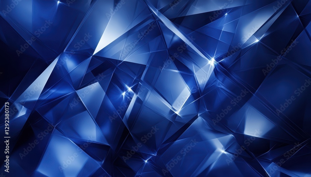 Aufkleber abstract blue geometric background with shiny facets and dynamic shapes