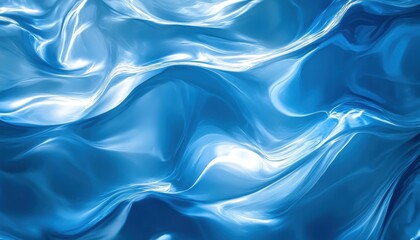 Abstract Blue Fabric Texture with Smooth Waves and Glossy Reflections