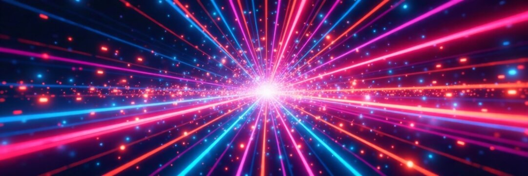 Radial abstract holographic spectrum with neon explosion lines in vibrant colors, futuristic, colorful