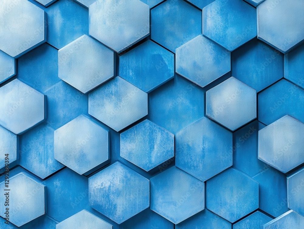 Poster Abstract Blue Hexagon Geometric Pattern Texture Background